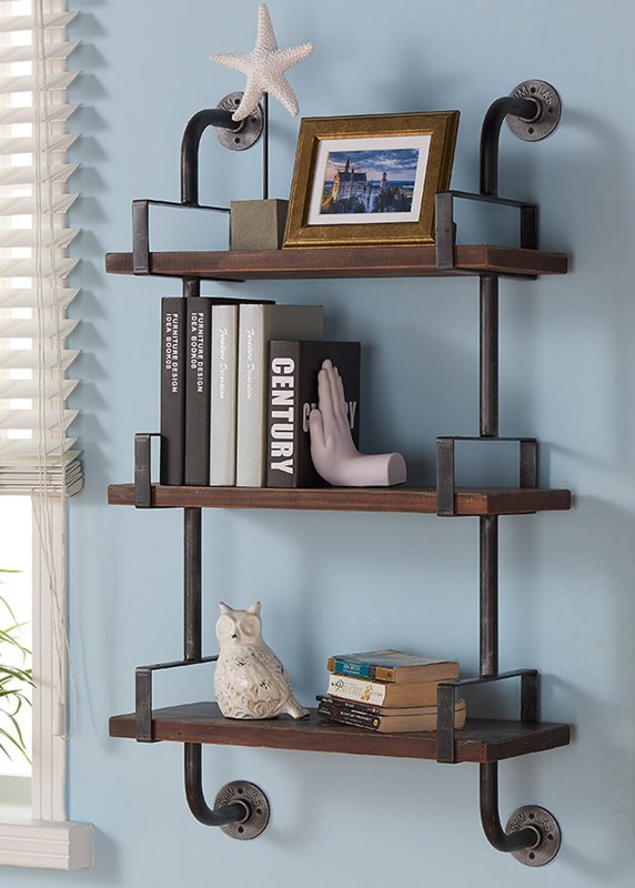 Trent Austin Design Industrial Walnut Wood Floating Wall Shelf